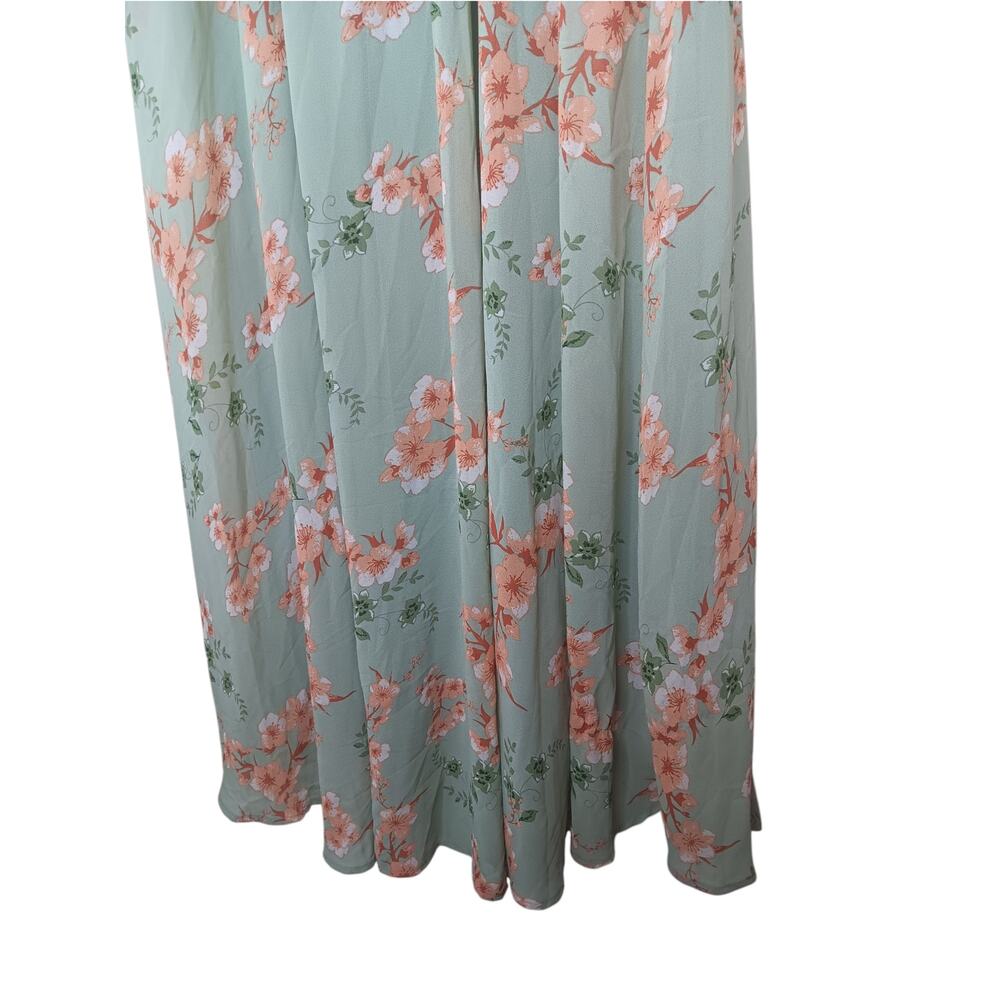 Baltic Born Olivia Maxi Dress L Sage Peach Floral Chiffon Smocked Wedding - Picture 10 of 16